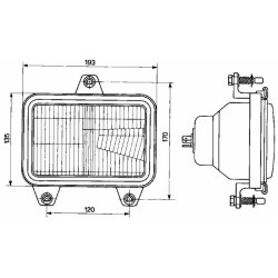 Proiettore asimmetrico 3 attacchi 193x170mm adattabile a a riferimento originale Fiat 5154453
