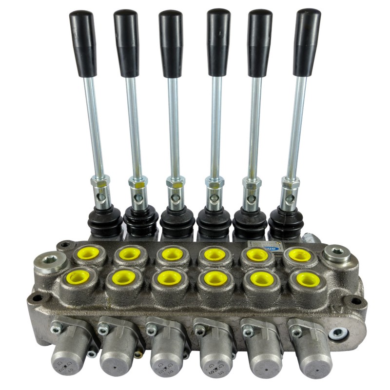 Distributore idraulico da 3/8" a 6 leve doppio effetto 40L