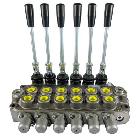 Distributore idraulico da 3/8" a 6 leve doppio effetto 40L