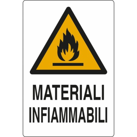 Cartello segnaletica materiali infiammabili 30x20