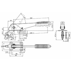Leva freno corta con forcella chiusa e cremagliera fissa - rapporto 1x3,4