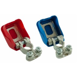 Set morsetti batteria a sgancio rapido in ottone stagnato,per cavo 16 - 50mmÂ²,positivo e negativo