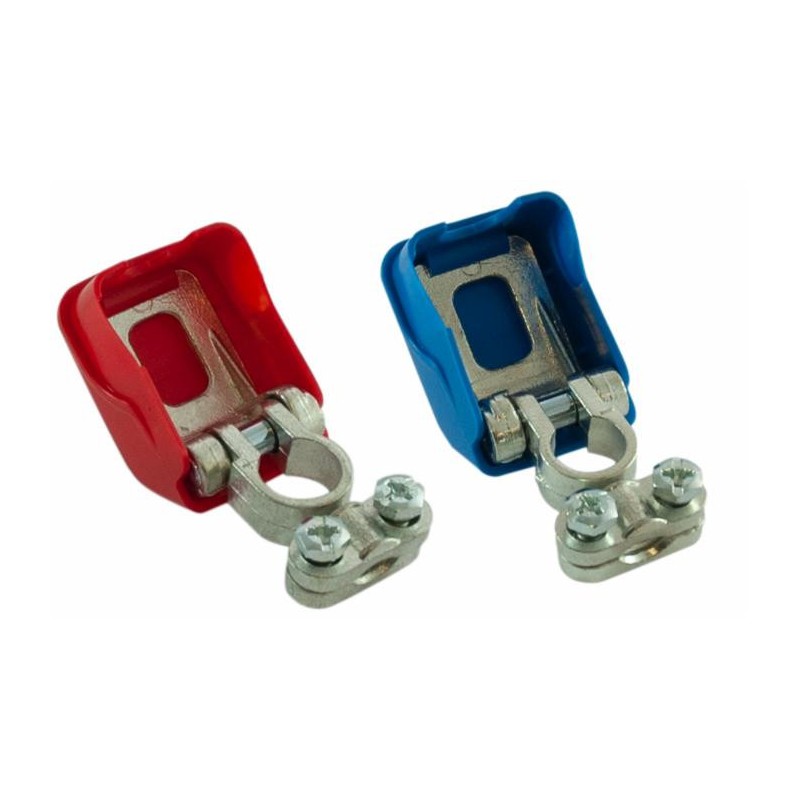 Set morsetti batteria a sgancio rapido in ottone stagnato,per cavo 16 - 50mmÂ²,positivo e negativo