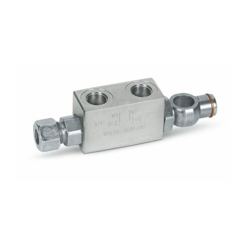 Valvola di blocco doppio effetto da 3/8" con occhio orientabile