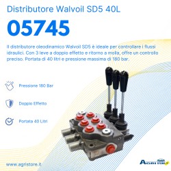 Distributore Walvoil SD5 a 3 leve doppio effetto - 40L