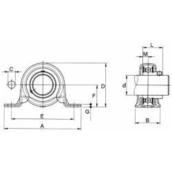 Supporto dritto in lamiera stampata SBPP 206 con cuscinetto Ã˜ 30mm