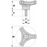 Volantino 3 bracci Ã˜ 80mm con perno M10x30mm