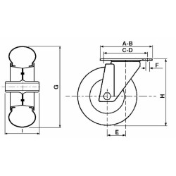 Ruota pneumatica Ã˜ 260mm con supporto girevole