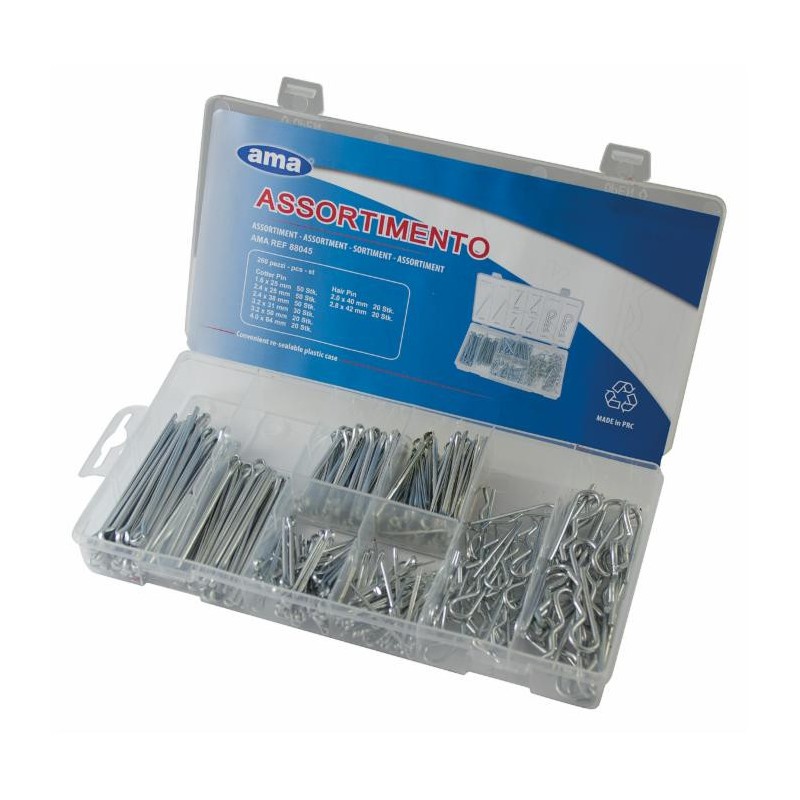 Set assortito con 260 coppiglie standard e a molla