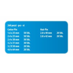 Set assortito con 260 coppiglie standard e a molla