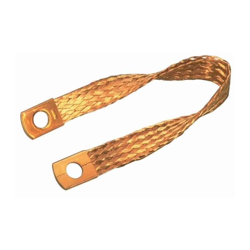 Treccia di massa flessibile in rame 500mm sezione 50mmÂ² fori Ã¸ 12,5mm