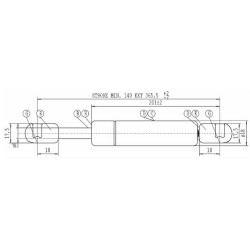 Molla a gas Stabilus estensione max 365,5mm 150 N adattabile al riferimento originale Landini