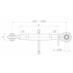 Terzo punto meccanico Basic cat. I e II completo filetto M27x3 585-810mm adattabile al rif. originale New Holland 87299175