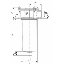 Filtro semi immerso da 1/2" filtrzione 60Âµ lunghezza 82mm