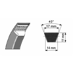 Cinghia trapezoidale in gomma telata tipo B116mm 2650