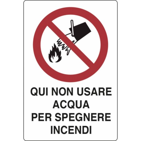 Cartello segnaletica "no acqua" in alluminio 30x20