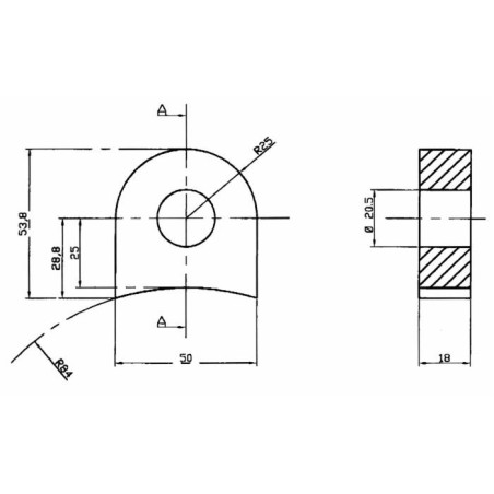 Supporto per mazza trinciasemi altezza 53x50mm senza esagono