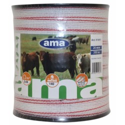 Banda per recinti elettrici larghezza 20mm lunghezza 200m resistenza max 140kg