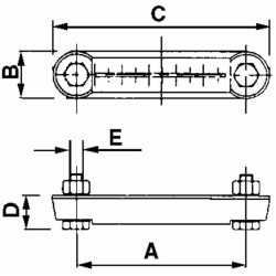 Indicatore di livello in plastica interasse 127mm filetti M12