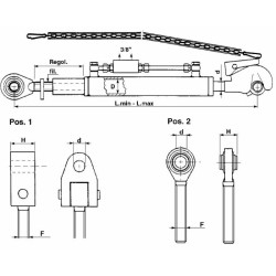 Terzo punto idraulico con snodo posteriore e anteriore alesaggio 63mm lunghezza max 775mm