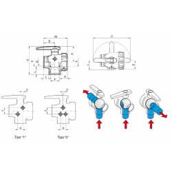 Valvola sfera 3 vie o flusso continuo G 1