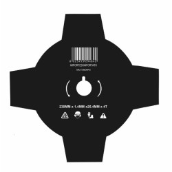 Disco per decespugliatore con 4 denti dal Ã˜ esterno di 230mm Ã˜ foro 25,4mm