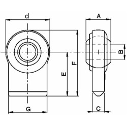 Supporto inferiore per rotula sferica Ã˜ 22mm foro 22,1mm