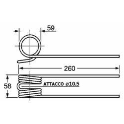 Dente ranghinatore adattabile Gaspardo R01561 attacco 10 filo 6