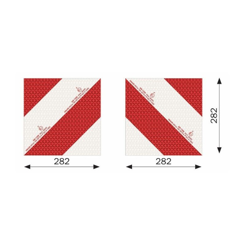 Kit 2 pannelli adesivi omologati per segnalazione su strada 282x282mm