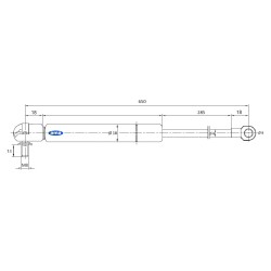Molla a gas estensione max 650mm corsa 284mm 350 N