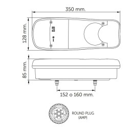 Fanale posteriore alogeno dx-sx 350x133mm 7 funzioni luminose