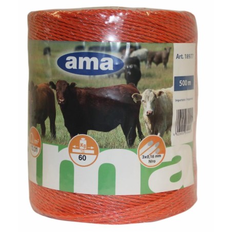 Bobina filo elettrificato arancione 500m 3 conduttori acciaio