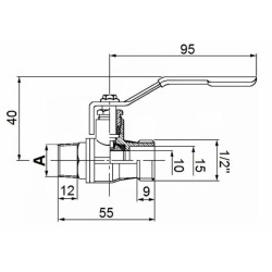 Valvola sfera m,3/8"-m,1/2"