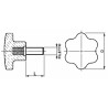 Volantino a 6 lobi Ã˜ 50mm con perno e filetto M8x25mm