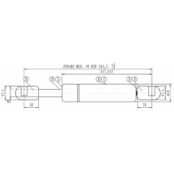 Molla a gas Stabilus estensione max 265,5mm 200 N adattabile al riferimento originale Landini 3660101M91