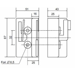 Serratura universale per cabine sx leva piegata