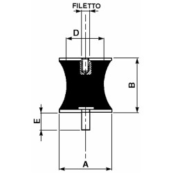 Supporto antivibrante sgolato 40x30 - maschio/femmina