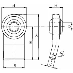 Supporto inferiore rotula sferica seconda categoria con Ã˜ 28mm testa Ã˜ 80mm e interasse 110mm